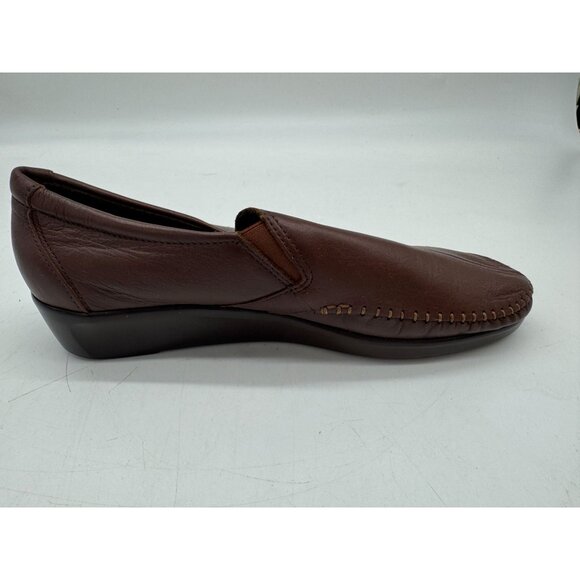 Sas Womens Dream On Slip On Loafers Size 9N Brown Wedge Workwear Leather Moccasi - Picture 13 of 15